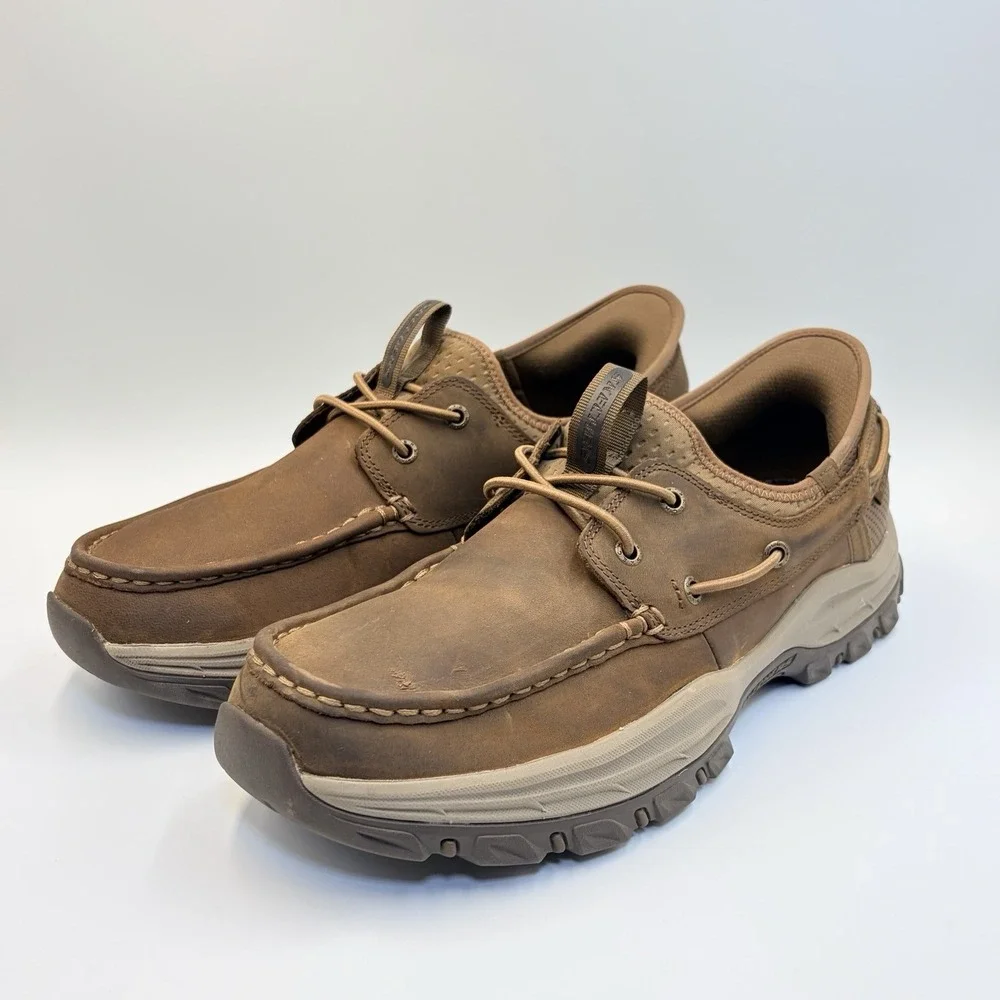 Skechers Knowlson Shore Thing Men's 11 Brown Slip-ins Relaxed Fit Boat Shoe